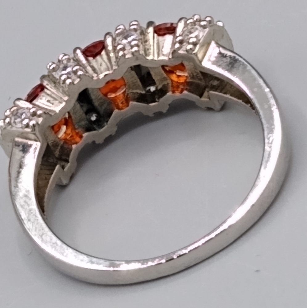 Silver Rhinestone Ruby Cocktail Promise Ring - Picture 7 of 9